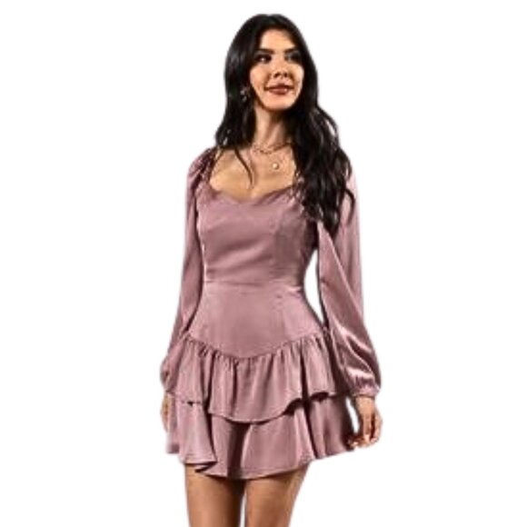 Pink Lily Dresses & Skirts - Womens Pink Lily Blush Pink Mini Satin Dress - Size Medium